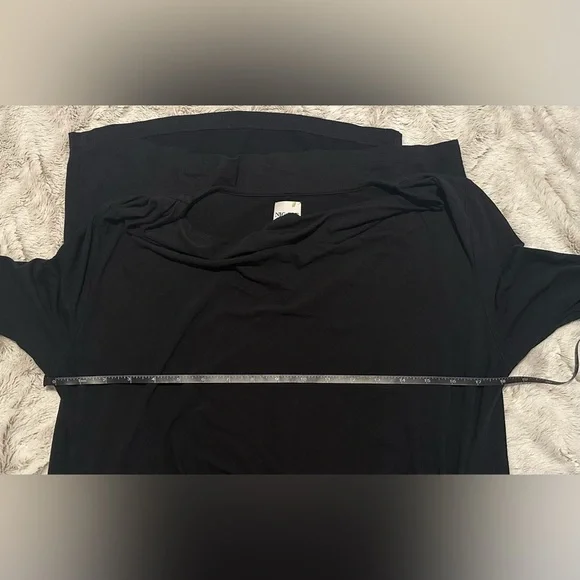 NIC+ZOE Black Long Sleeve Ruched Draped Cowl Neck Dress - Picture 10 of 12